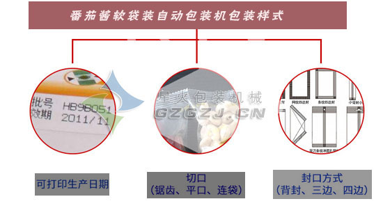 番茄酱软袋装自动包装机包装样式